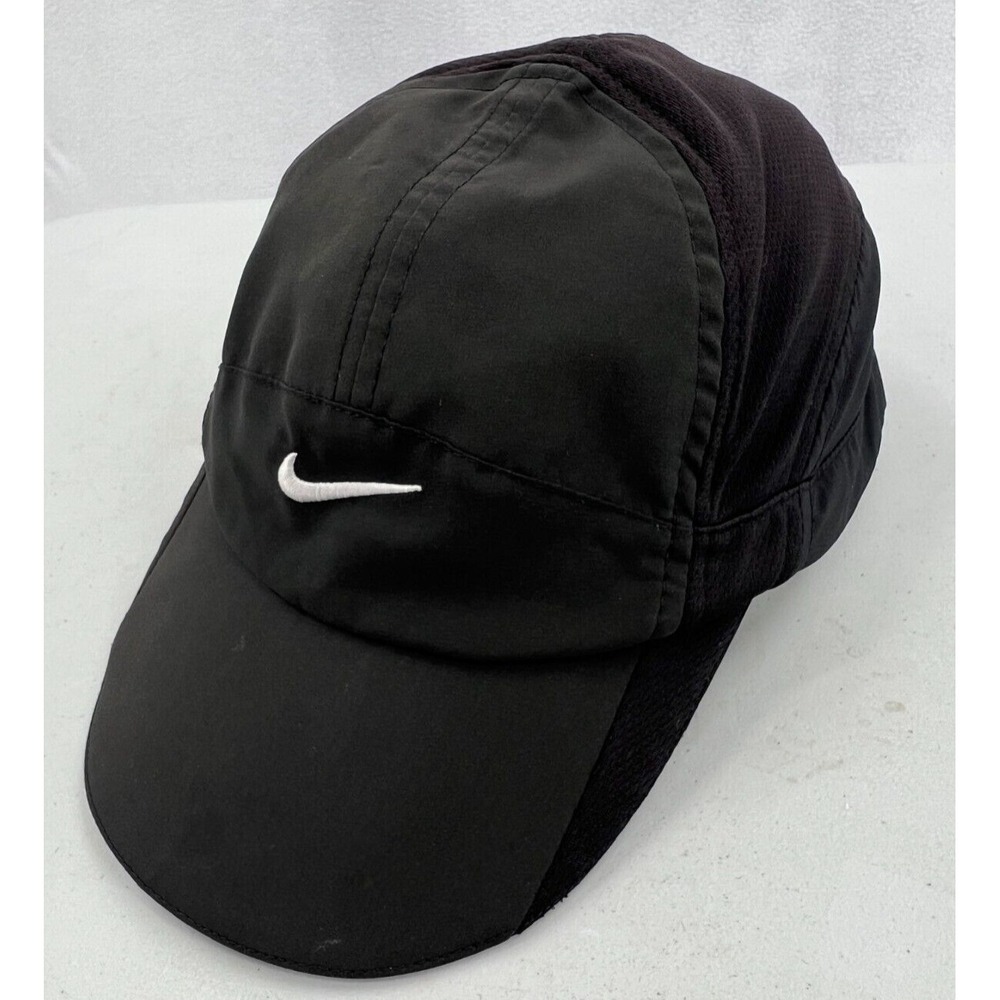 Nike Featherlight 7 Panel Hat Gray White Swoosh Dri-fit Strapback Baseball‎ Cap